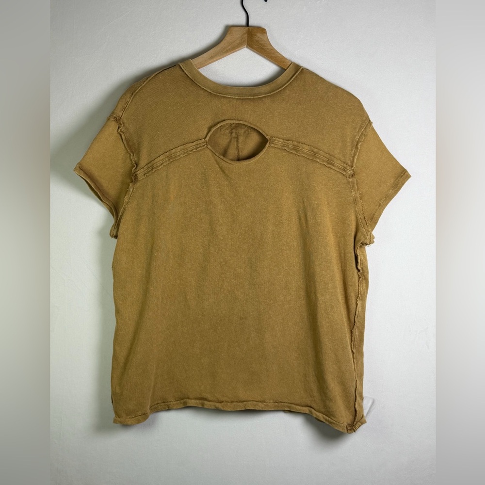 Free People Women’s Deconstructed Cutout Tee Raw Edge Boho Top Sz XS